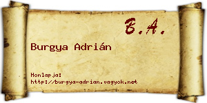 Burgya Adrián névjegykártya
